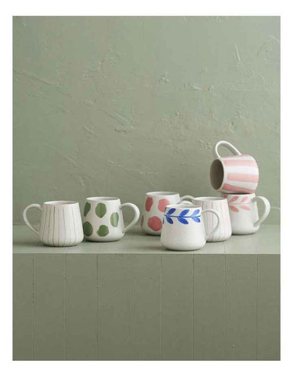 Mediterranean Party Dot Hand Painted Mug in Green
