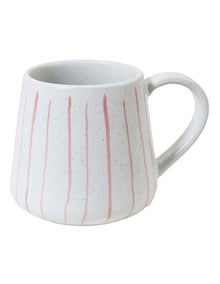 Mediterranean Hand Painted Party Thin Striped Mug in Coral