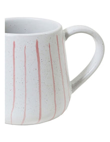 Mediterranean Hand Painted Party Thin Striped Mug in Coral