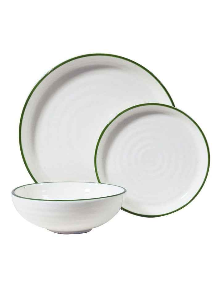 Hampton Dinner Set 12 Pieces in White/Green