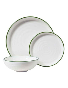 Hampton Dinner Set 12 Pieces in White/Green