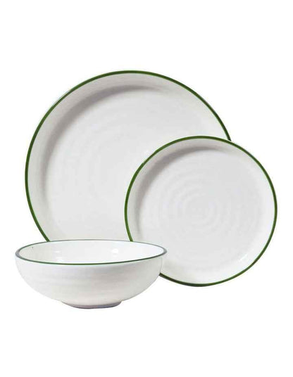 Hampton Dinner Set 12 Pieces in White/Green