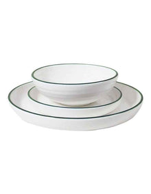 Hampton Dinner Set 12 Pieces in White/Green
