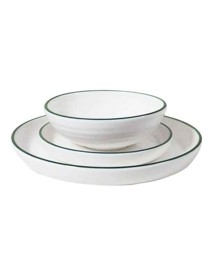 Hampton Dinner Set 12 Pieces in White/Green