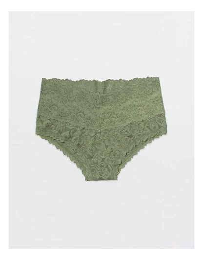 Show Off Rosey Lace Cheeky Underwear in Olive Fun