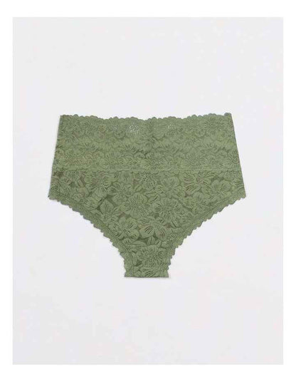 Show Off Rosey Lace Cheeky Underwear in Olive Fun