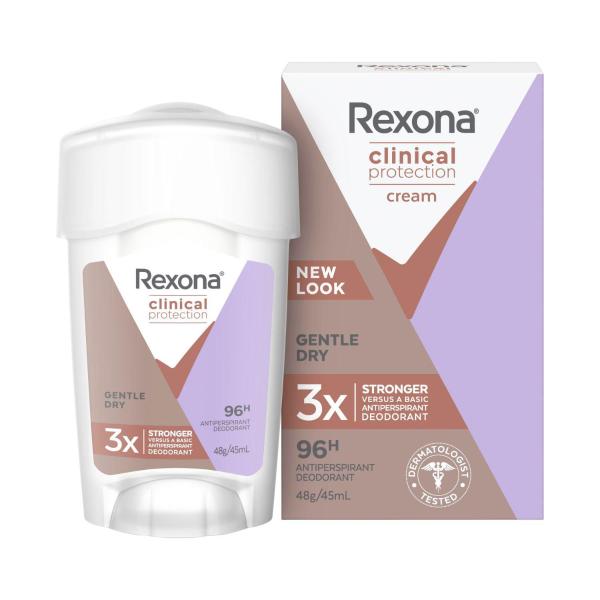 REXONA WOMEN DEODORANT 96HR CLINICAL CREAM GENTLE DRY 45ML