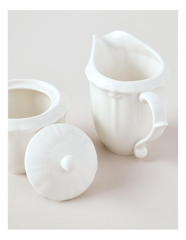 Bella Sugar & Creamer Set in White