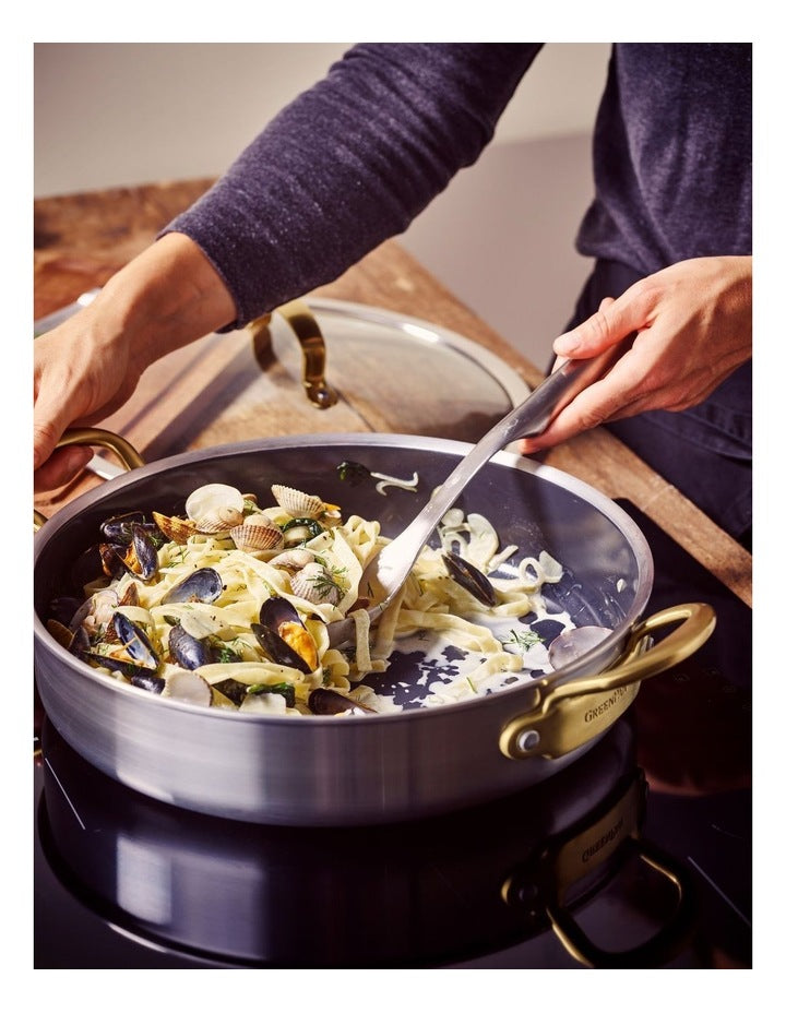 Premiere Gold Saute Pan 30cm in Stainless Steel PFAS-free free ceramic non-stick