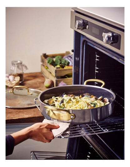 Premiere Gold Saute Pan 30cm in Stainless Steel PFAS-free free ceramic non-stick