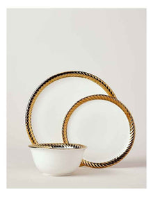 Gold Rope 12pc Dinner Set in Gold & White