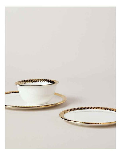 Gold Rope 12pc Dinner Set in Gold & White
