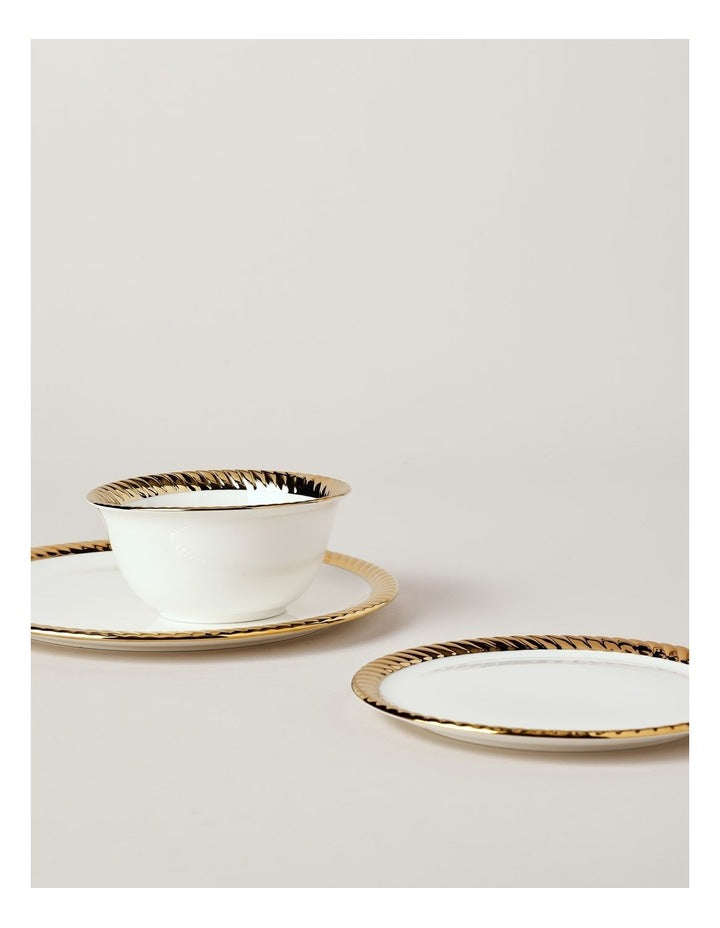 Gold Rope 12pc Dinner Set in Gold & White
