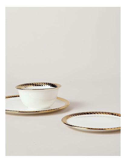 Gold Rope 12pc Dinner Set in Gold & White