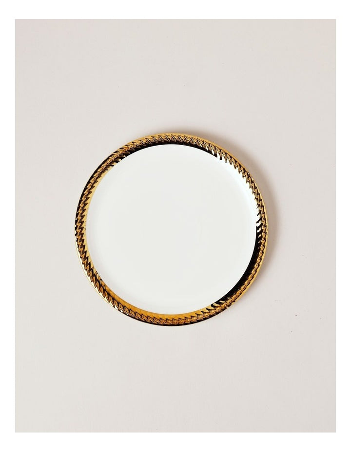 Gold Rope 12pc Dinner Set in Gold & White