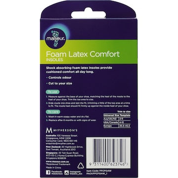 Maseur Footcare Foam Latex Insole Pair each