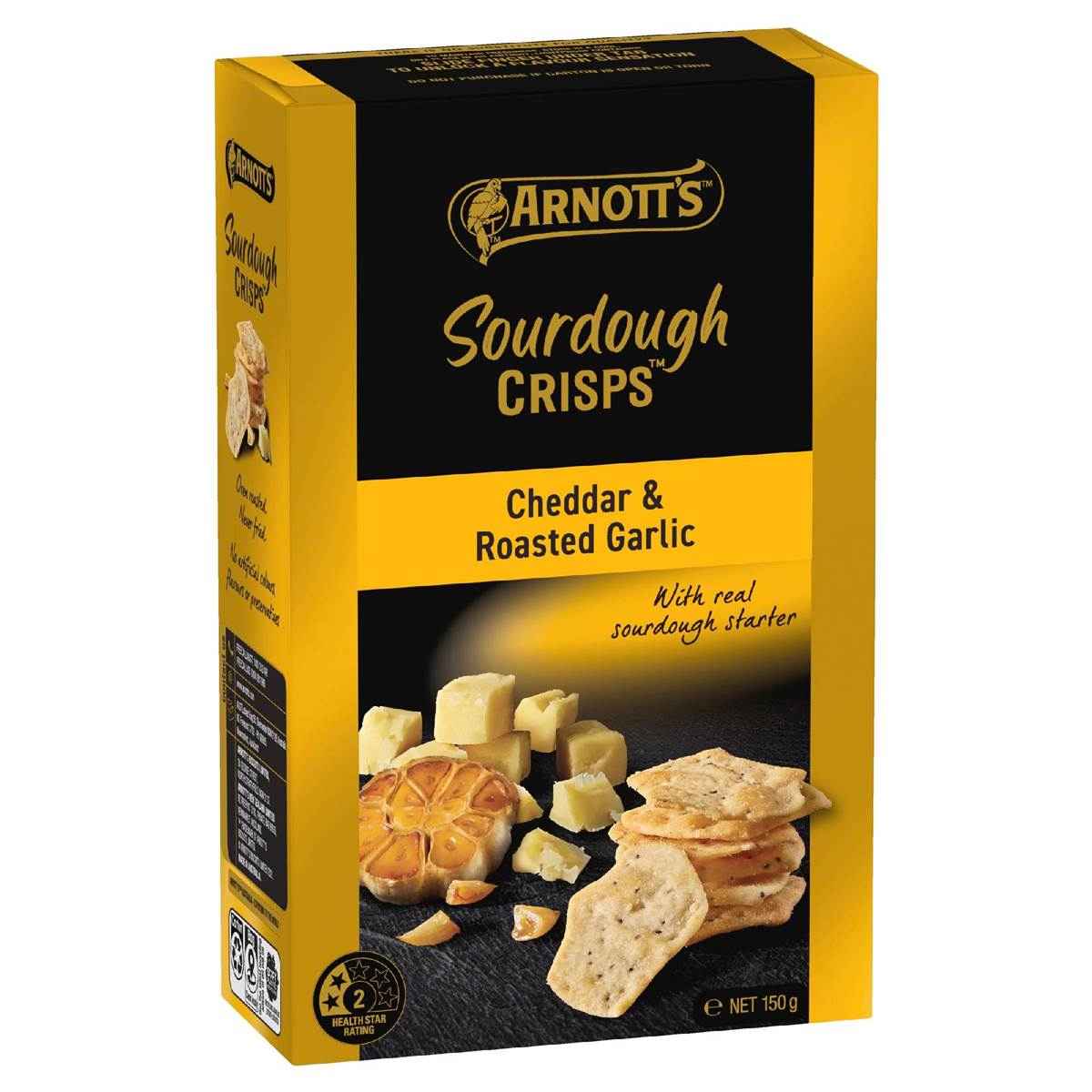 Arnotts Sourdough Crisps Cheddar & Roast Garlic Crackers 150g
