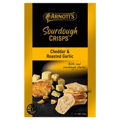 Arnotts Sourdough Crisps Cheddar & Roast Garlic Crackers 150g