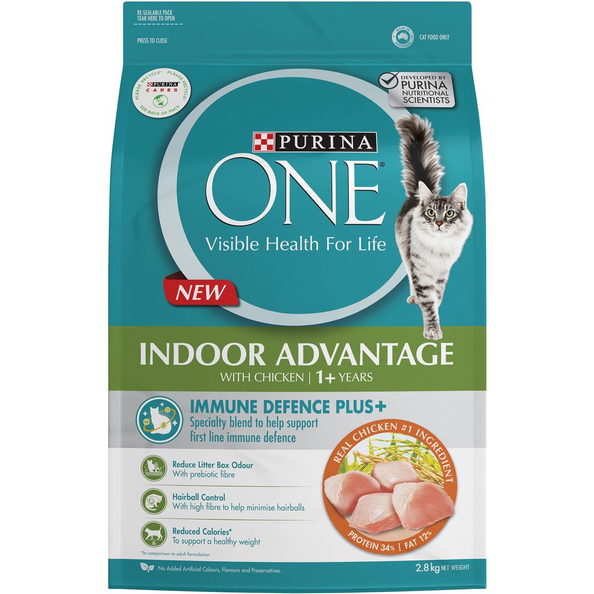 Purina One Cat Food Indoor Advantage Immune Defence 1+ Years 2.8kg