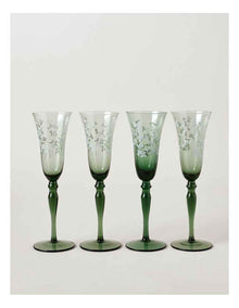 Aster Champagne Glass Set of 4 in Green
