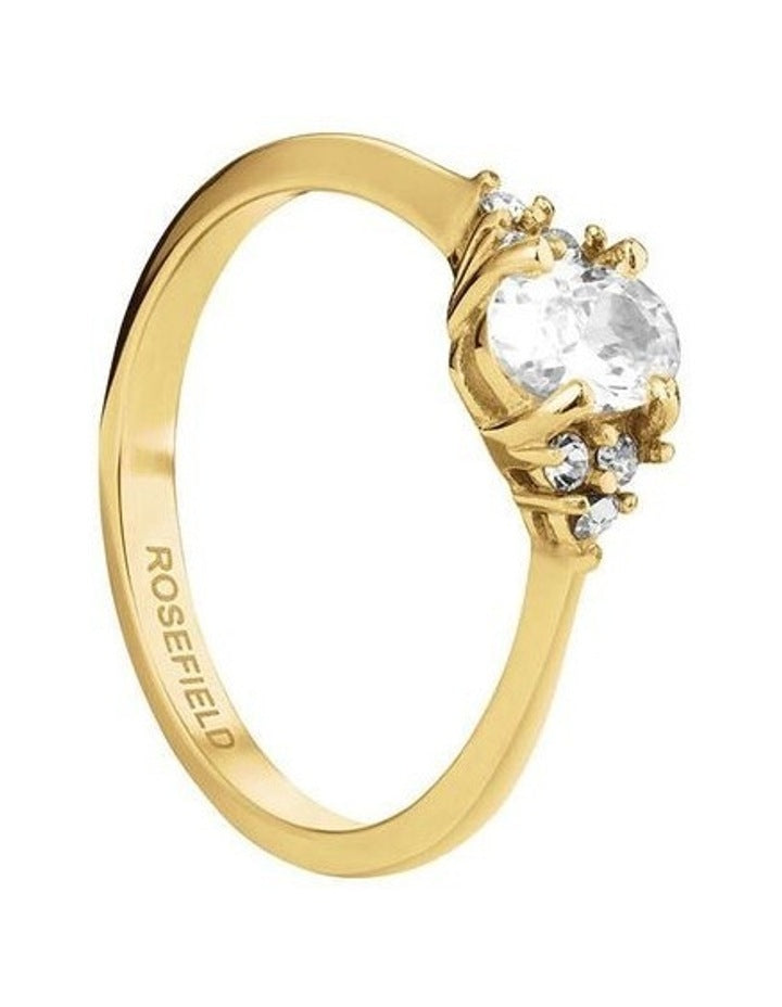 Vintage Oval Cubic Zirconia Ring in Gold-Tone