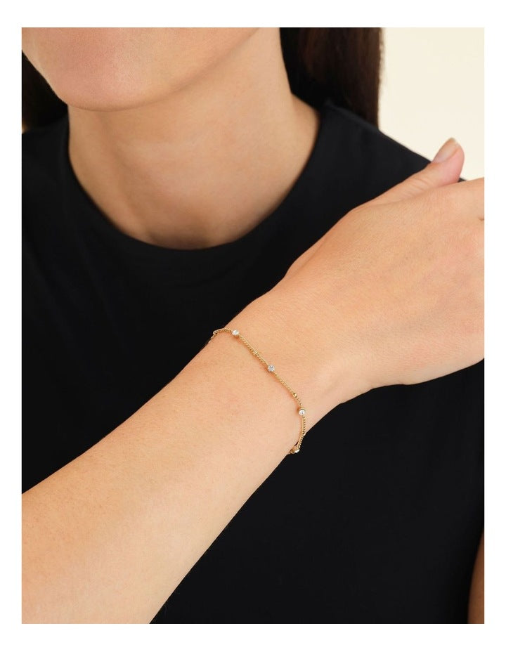 Triple Crystal Dotted Bracelet in Gold-Tone