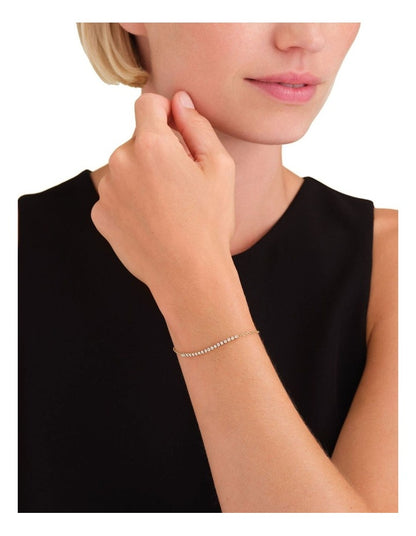 Crystal Clear Gold-Tone Tennis Bracelet in Gold