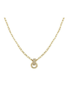 Bow Link Crystal Studs Gold-Tone Necklace in Gold