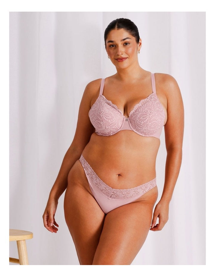 Empower D+ Lace Underwire Demi Bra in Petal Pink