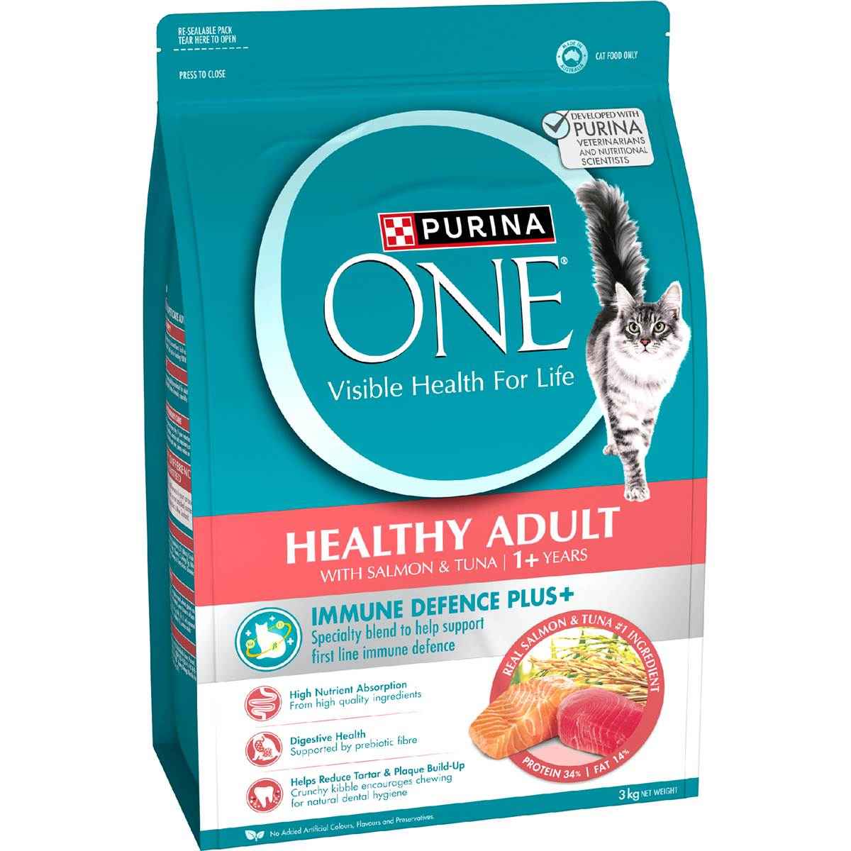 Purina One Healthy Adult With Salmon & Tuna 1+ Years Dry Cat Food 3kg