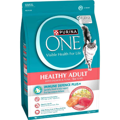 Purina One Healthy Adult With Salmon & Tuna 1+ Years Dry Cat Food 3kg