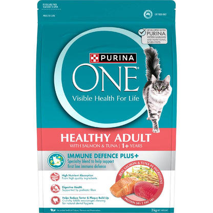 Purina One Healthy Adult With Salmon & Tuna 1+ Years Dry Cat Food 3kg