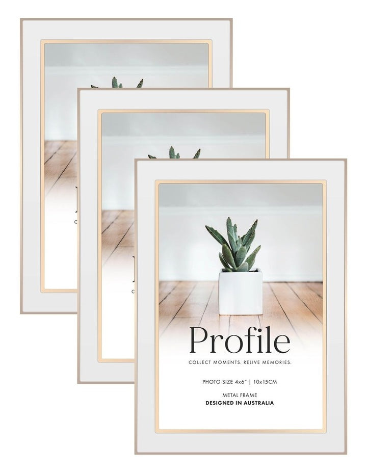Eternal Solid Metal Photo Frame 4x6 Inch 3 Pack in White