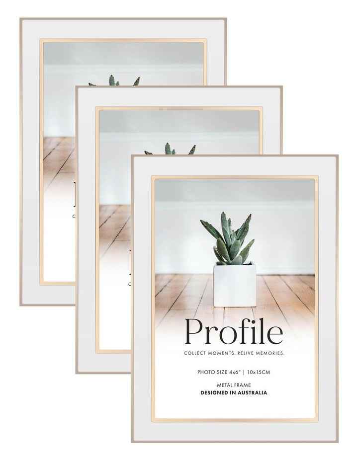 Eternal Solid Metal Photo Frame 4x6 Inch 3 Pack in White