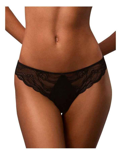 Sensual Stretch Lace Thong in Black