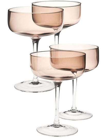 Mikkie Coupe Glass Set 4 Piece in Brown