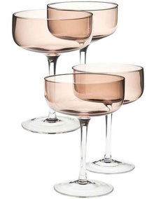 Mikkie Coupe Glass Set 4 Piece in Brown