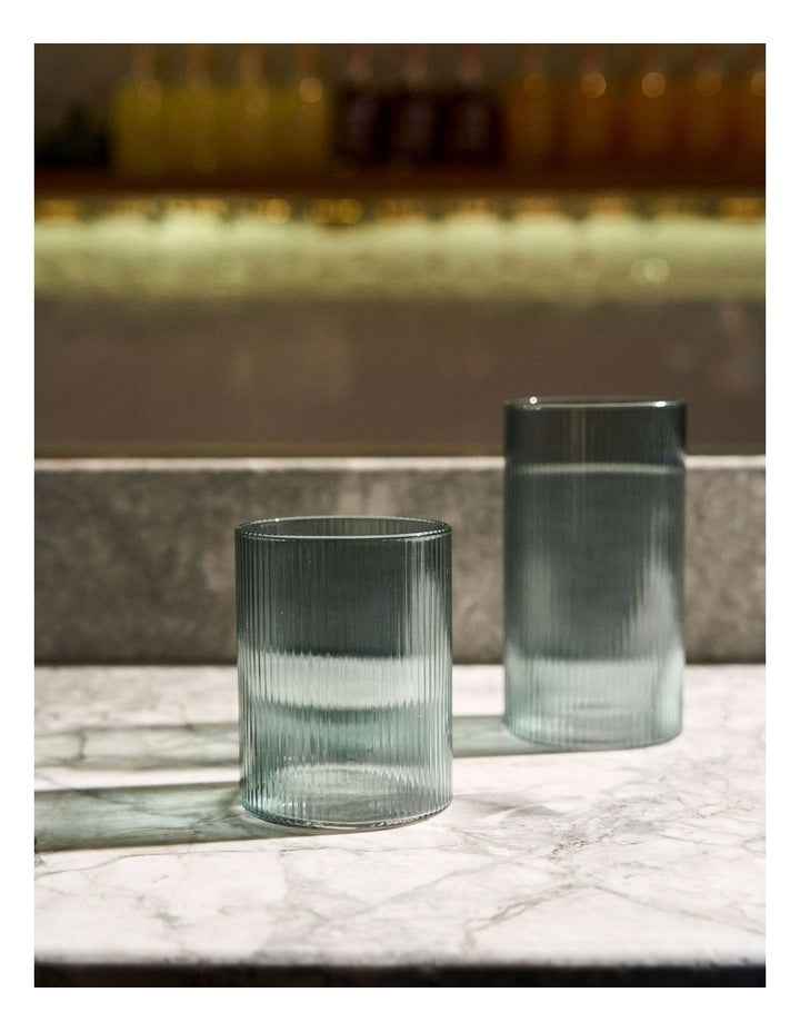 Sadie High Ball Glass Set 4 Piece in Green