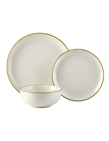 Sunnie Dinner Set 12 Pieces in Green Rim