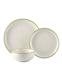 Sunnie Dinner Set 12 Pieces in Green Rim