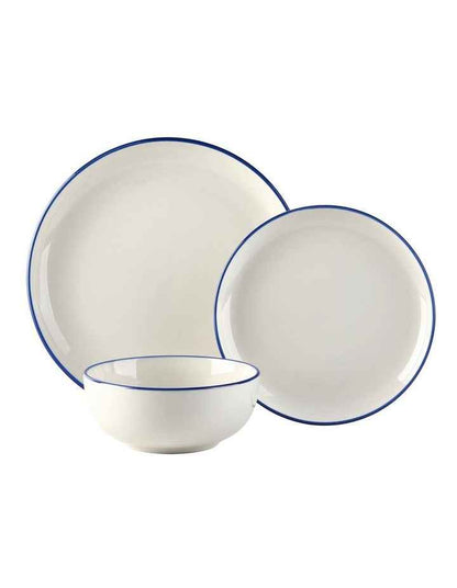 Sunnie Dinner Set 12 Pieces in Blue Rim