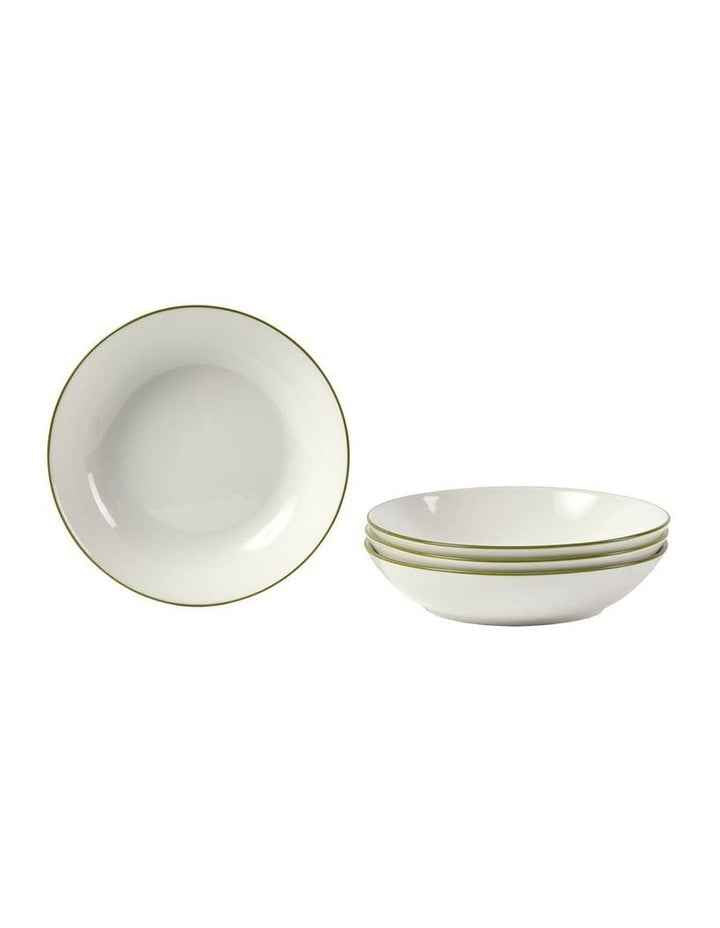 Sunnie Pasta Bowl Set 4 Pieces in Green Rim