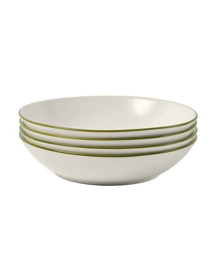 Sunnie Pasta Bowl Set 4 Pieces in Green Rim