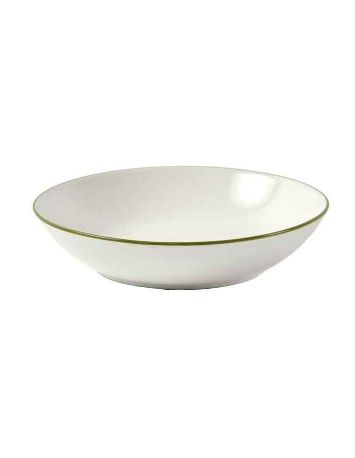 Sunnie Pasta Bowl Set 4 Pieces in Green Rim