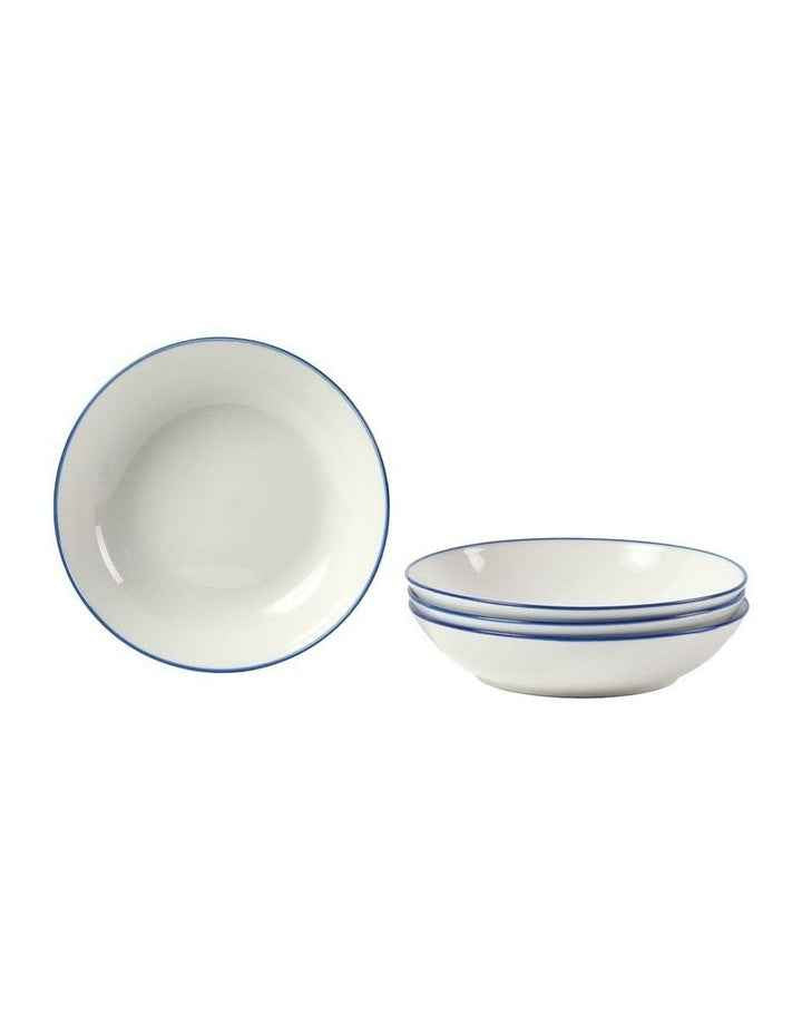 Sunnie Pasta Bowl Set 4 Pieces in Blue Rim