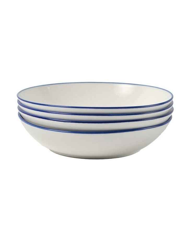 Sunnie Pasta Bowl Set 4 Pieces in Blue Rim