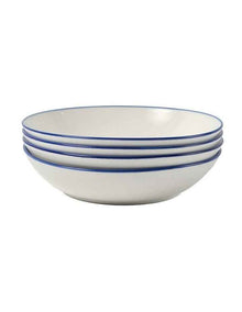 Sunnie Pasta Bowl Set 4 Pieces in Blue Rim