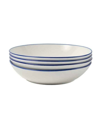 Sunnie Pasta Bowl Set 4 Pieces in Blue Rim