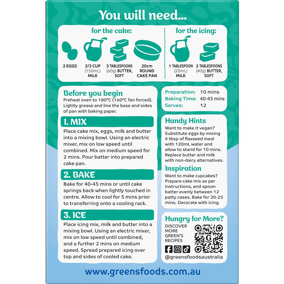 Green's Cake Mix Traditional Vanilla 470g