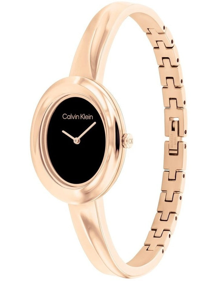 Twisted Bezel Bangle Watch in Rose Gold